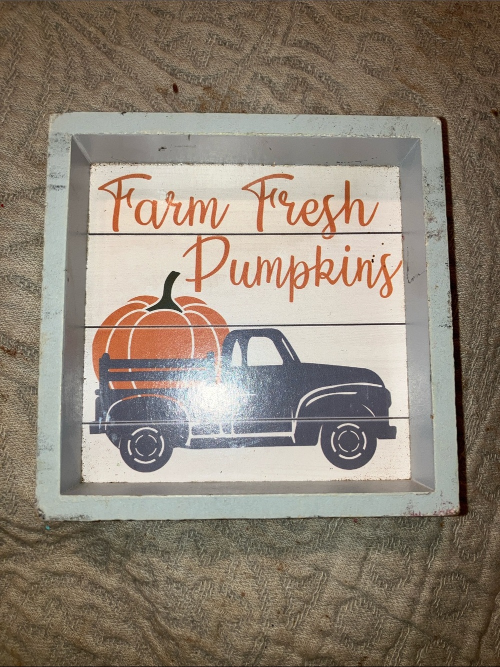 Farm Fresh Pumpkins Wall Art - Orange and Blue Rustic Sign